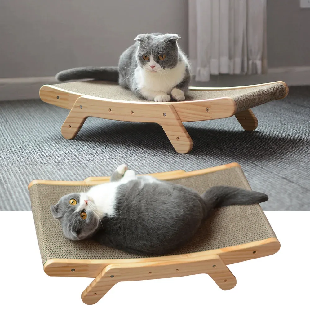 Grattoir à chat en bois, lit de salon détachable 3 en 1, poste à gratter pour la formation des chats, jouets à griffes de meulage, planche à gratter pour chat 240304