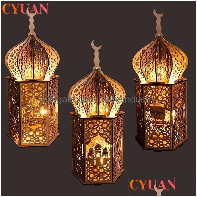 Andere evenementen Feestartikelen Led Ramadan Light Lamp Eid Mubarak Decoratie voor thuis Kareem Hangende lantaarn Islam Muslim Event Party Su Dhwp4