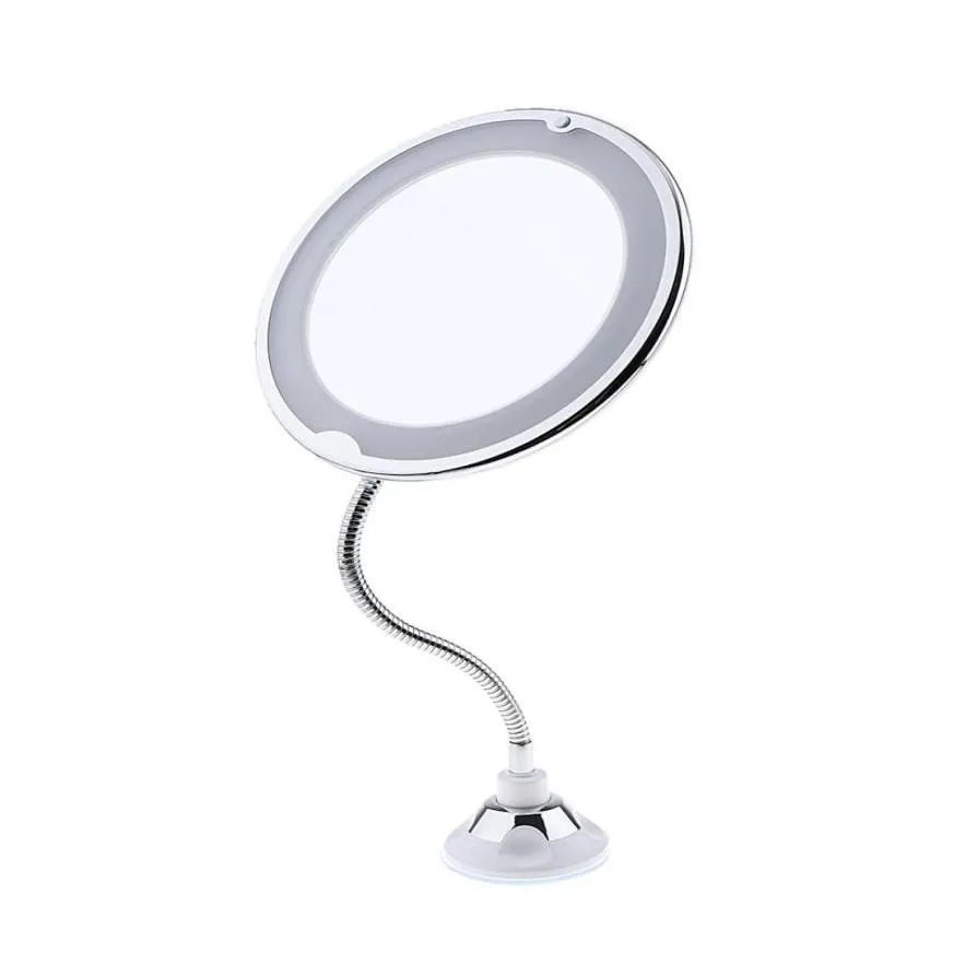 Espelhos compactos 360 ° Rotação Flexível Gooseneck 10X Ampliação LED Iluminado Banheiro Maquiagem Espelho de Barbear Ajustável Goosene Dobrável Dhlcw