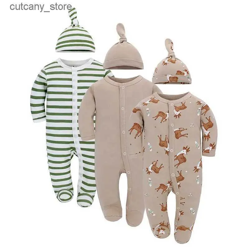 Tute IYEAL Baby Boy Girl Vestiti per bambini 3 Pz / lotto Infant Primavera Autunno 100% Pigiama di cotone Bebe Costume Home Wear Pagliaccetti per neonati L240307