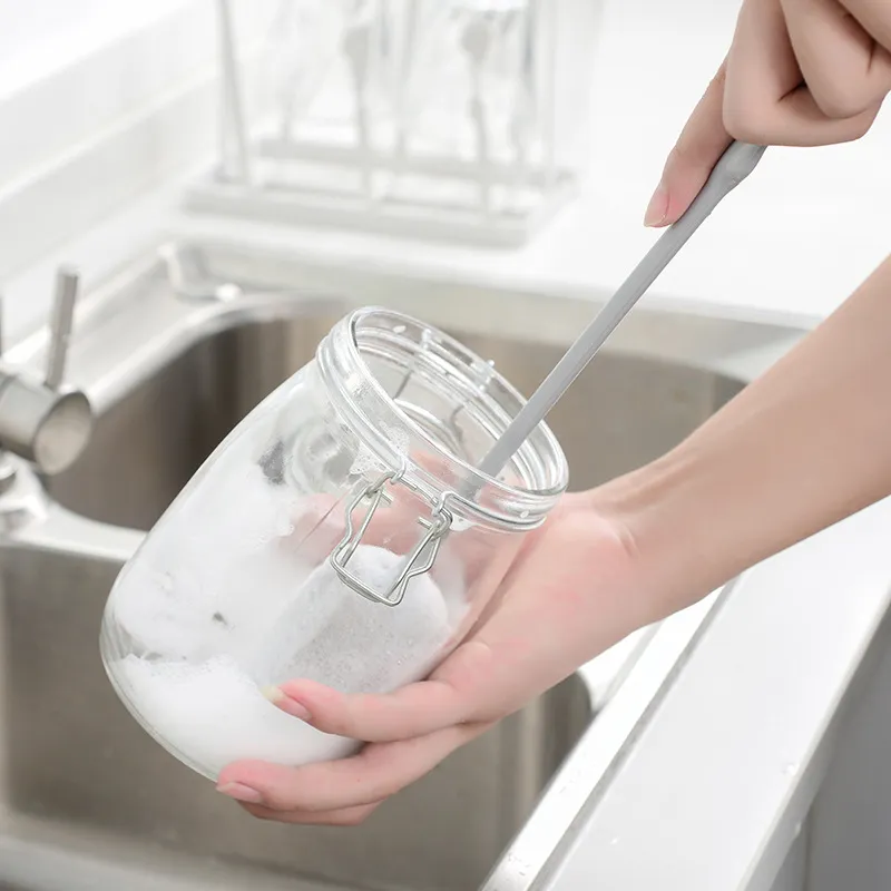 Cup Cleaning Borstes Lång handtag Botten Rengöring Svamp mjölkflaska vinglas renare hushållsglas kaffemugg tekanna borste