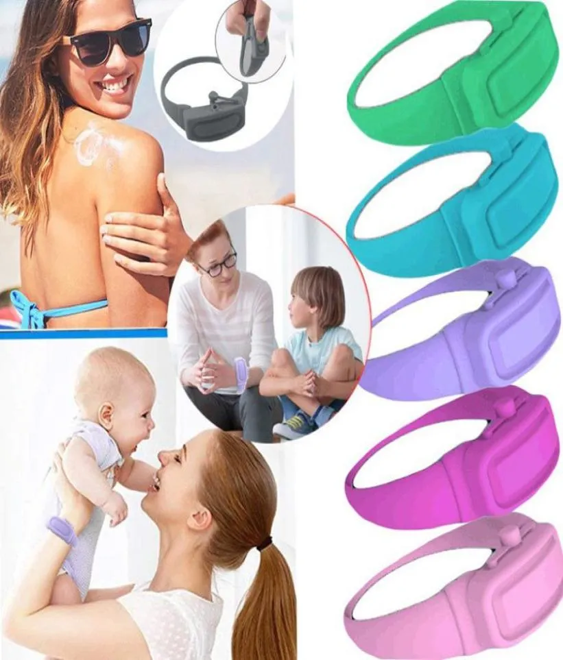 Siliconen vloeistofdoseringsarmband Draagbare handdesinfecterende lotionarmband Polsbandje Draagbare handdispenser voor kinderen Volwassene7769214