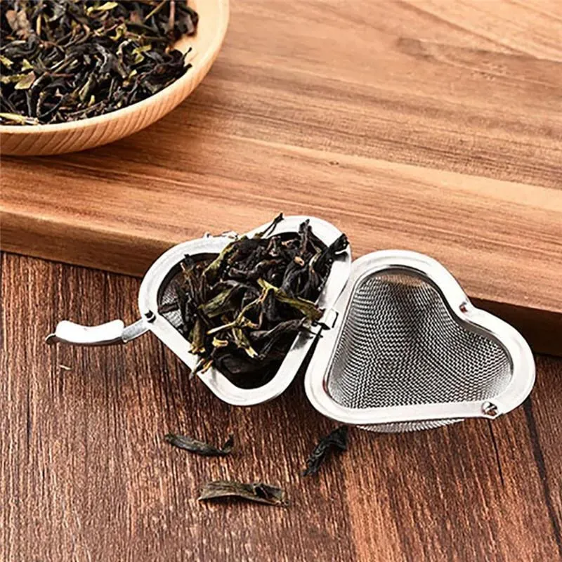 Paslanmaz Çelik Çay Süzgeç Kilitleme Baharat Kafası Infuser Çay Top Filtresi Çaydanlık Kalp Şekli Çay İnfüzörü FY5112 0307