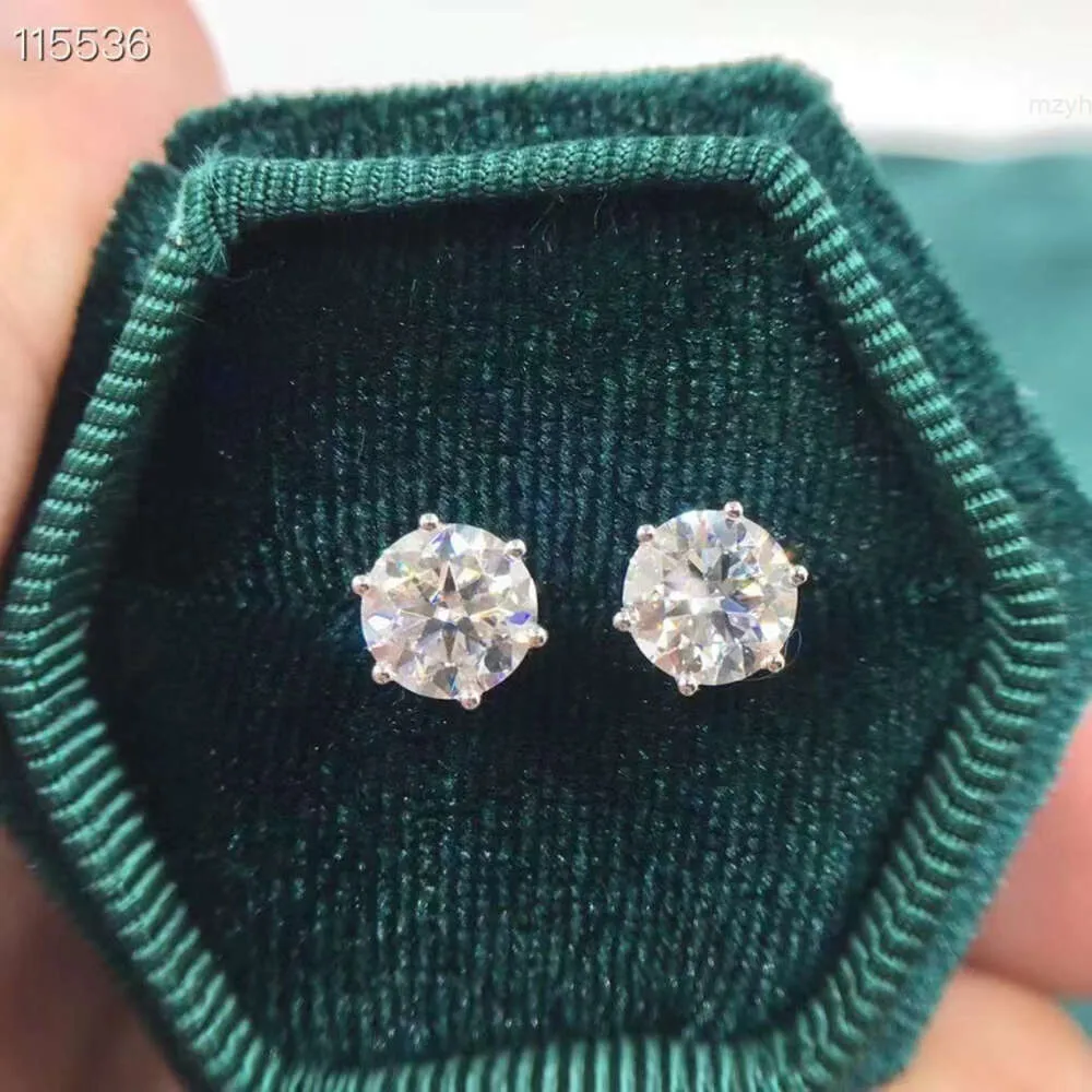 18k orecchini per borchie in oro vera 1ct 2ct 4ct di gioielleria da sposa di lusso design classico sei artigli per le orecchie di diamanti moissanite