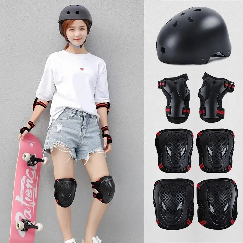 Skateboard isrullskridskoåkning Skyddsutrustning armbågskuddar handledssäkerhetsvakt cykling ridhjälmskydd för barn vuxna 240304