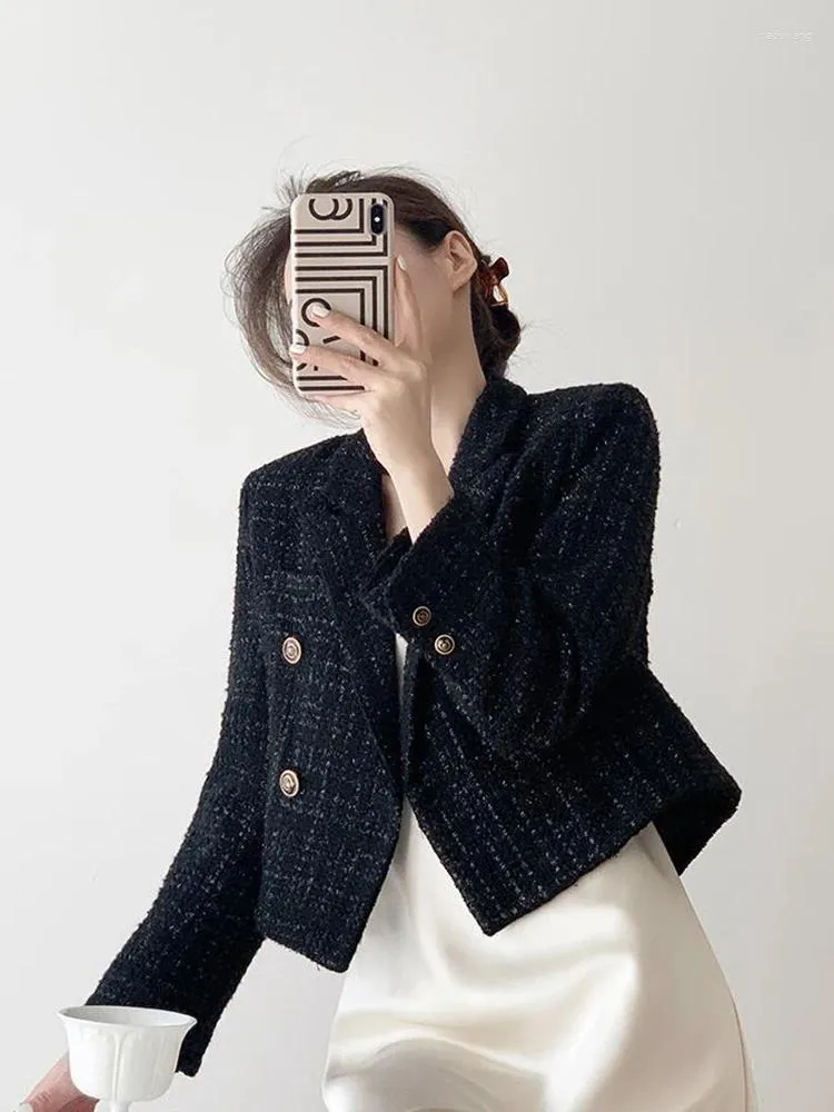 Garnitury damskie Zoki eleganckie koreańskie biuro lady tweed blazery swobodne długie rękawy eleganckie kurtki moda luźne harajuku kombinezon projektowy