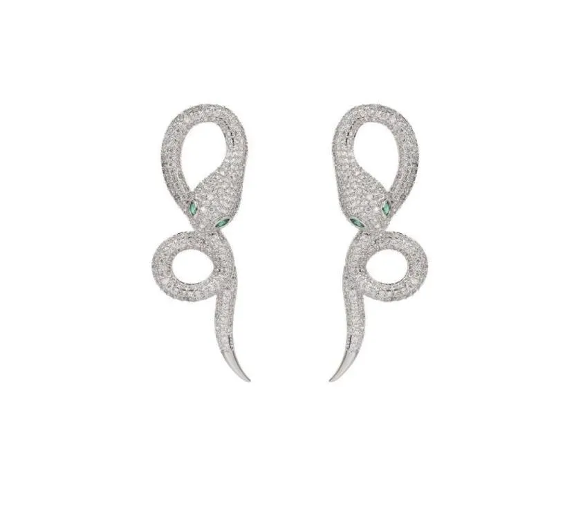 Dangle żyrandol sześcienna cyrkon cz wąż kolczyk dla kobiet biżuteria na balu z 925 srebrnym pinem CE10170DAGLE4505790