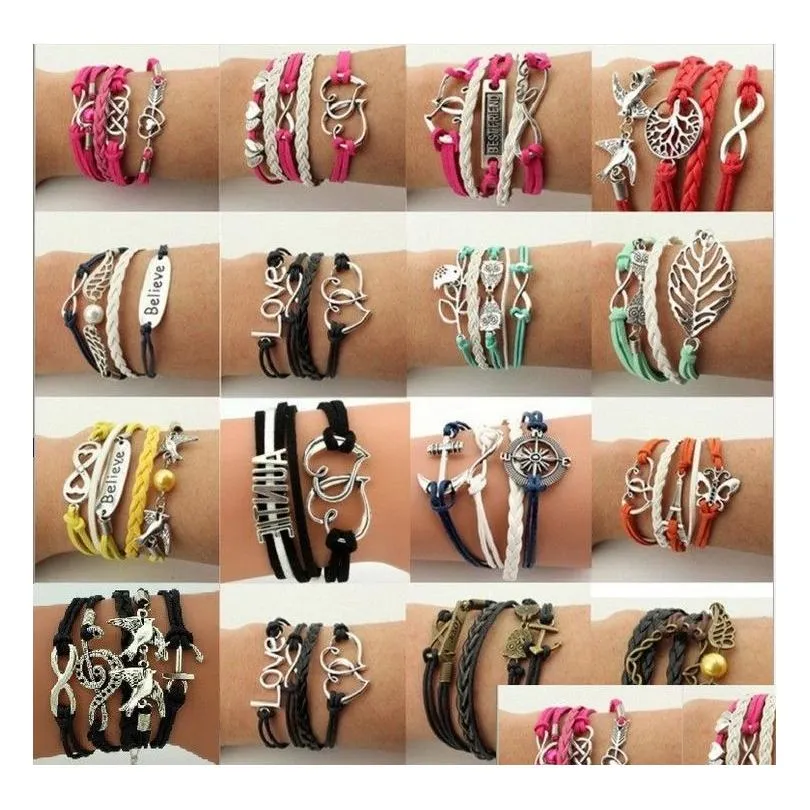 Charme Pulseiras Mtilayer Wrap Pulseira Inspirada Árvore da Vida Amor Coração Acredite Infinito para Mulheres Crianças Moda Jóias Gota Entrega Dhvt1