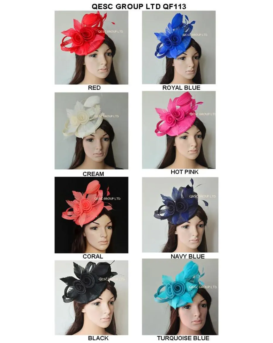 Nouvelle arrivéeChapeau fascinateur sinamay au design exclusif avec fleurs en plumesboucles sinamay pour la coupe MelbourneMariageKentucky Derbych2722865