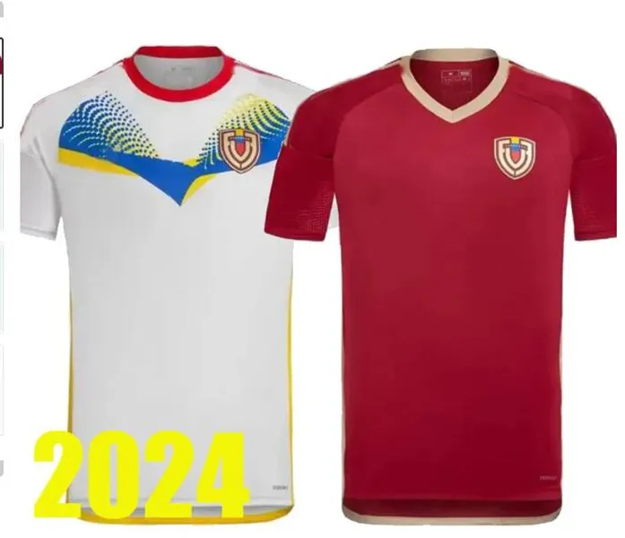 2024 2025 كرة القدم KERSEYS KITS 24/25 القميص الوطني لكرة القدم للرجال المنزل Red Away White Camisetas Copa America Cordova Soteldo Rincon Bello Sosa