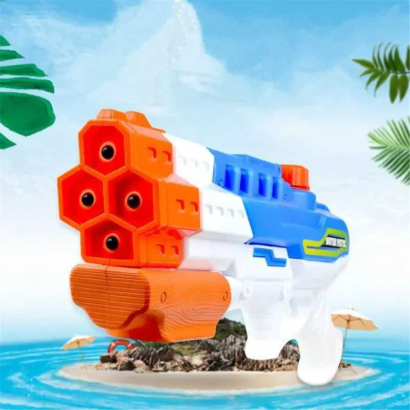 Gun Toys Pistolet à eau Soaker 4 buses eau Blaster été plage piscine pistolet à eau jouets en plein air combat d'eau enfants adultes ToysL2403