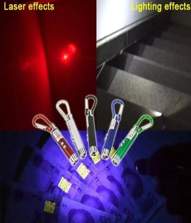 LED-sleutelhangerzaklamp Mini-zaklampen 3-in-1 LED-laserlichtaanwijzer Mini-zaklamp Zaklamp Sleutelhanger Gelddetector Light9076416