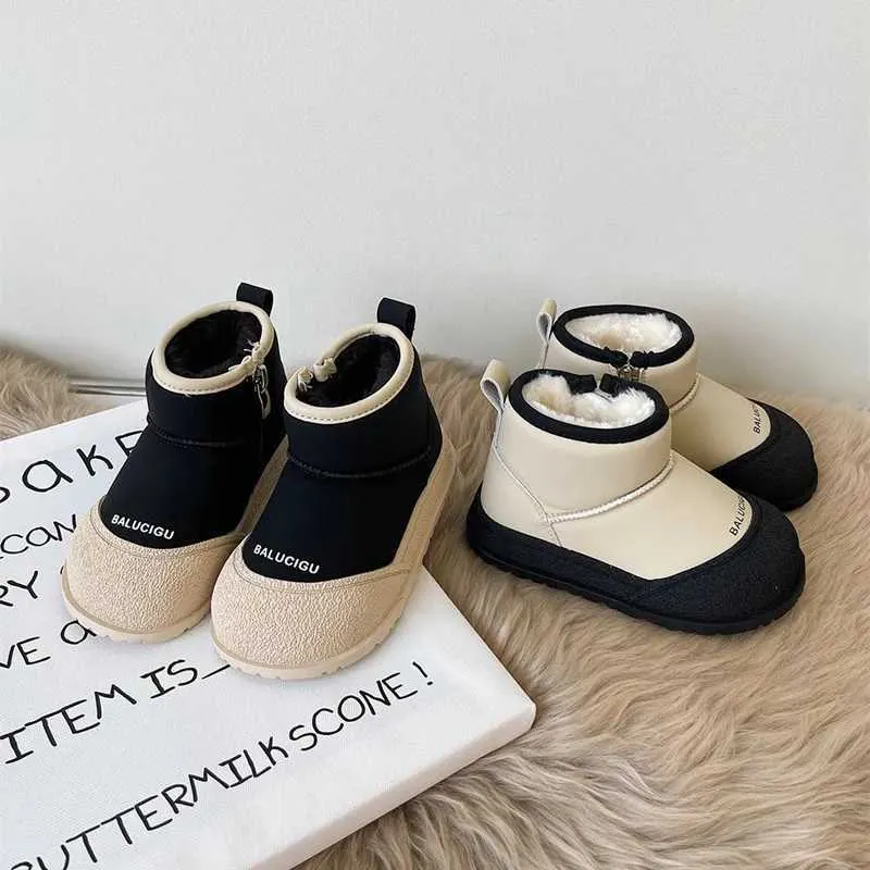 Boots {15-30 Size}Baby Short Boots 2023 Winter New Boys Girls Plush Thick Cotton Shoes Warm Children's Snow Boots 0-1-6 Years OldL2401L2402