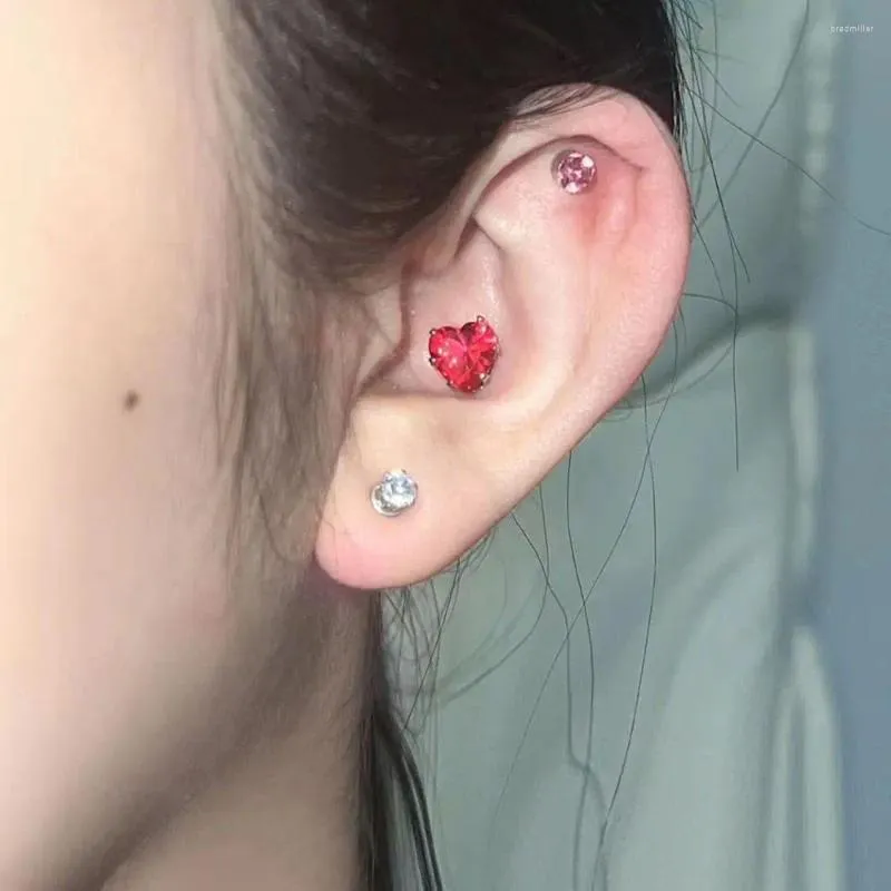 Backs Earrings Simple Heart Niche Design Zircon Alloy Korean Style Clip Women Magnetic Earring Girl Ear Fashion Jewelry