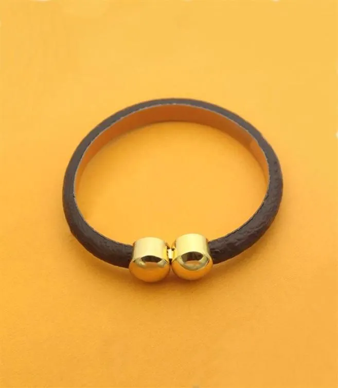 Europe America Fashion Style Lady Women Print Flower Letter Design Leather Bracelet Bangle With 18k Gold Double Round Nail Buckle28968507