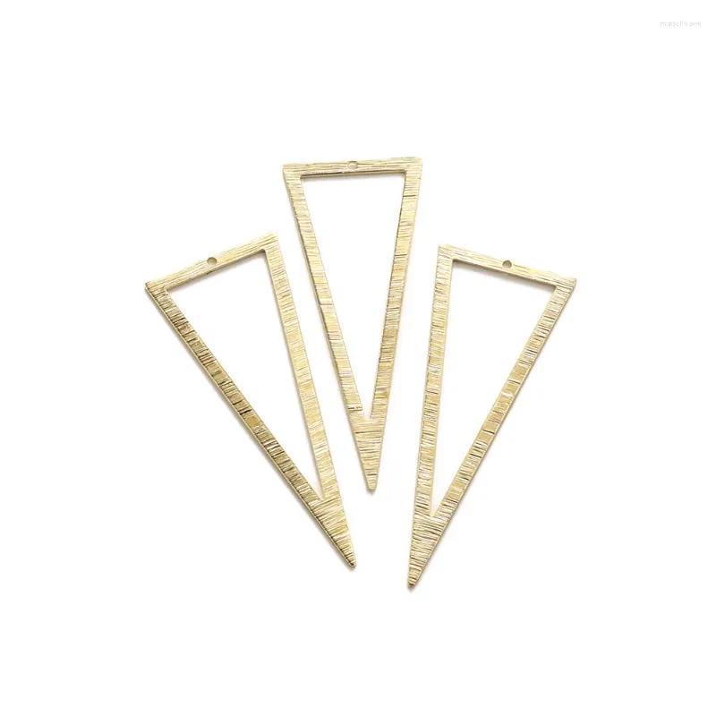 Charms 10pcs Raw Brass Textured Geometry DIY 이어링 용 목걸이 팔찌 보석 제작을위한 중공 삼각형 펜던트