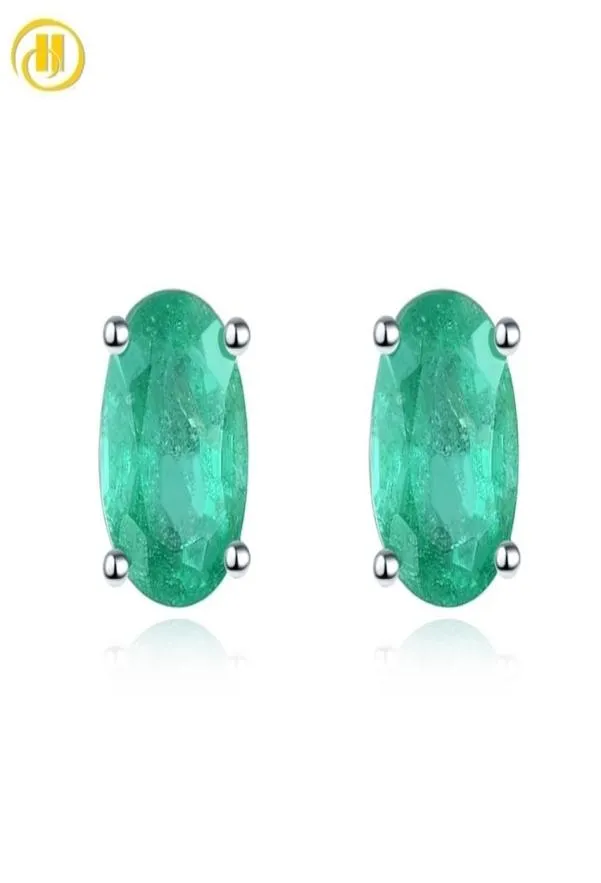 Natural Emerald 1 Carat Silver Stud Earrings Gemstone Classic Elegant Jewelry for Women Wedding Engagement 2106188518074