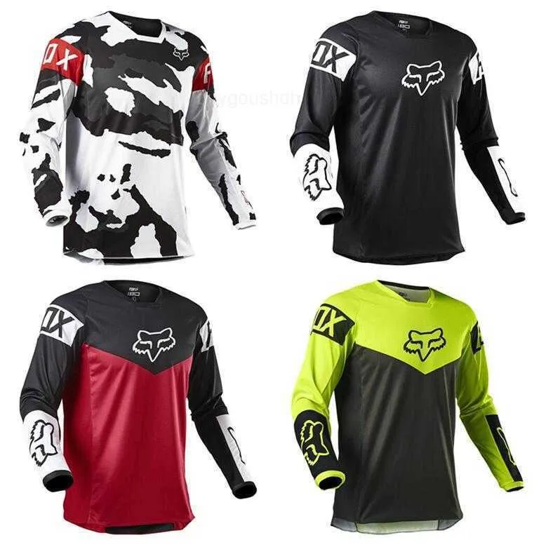 Mens T-shirts Fox Breathable Sweat Wicking T-shirt Mountain Bike Cycling Suit Long Sleeve Top Summer Cross-country Motorcycle Suit T-shirt