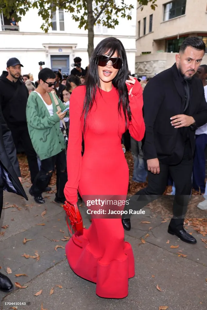 Kylie Jenner Red Celebrity Jurk O-Neck Kim Kardashian Celebrity Dess Dessen Doek Dames met lange mouwen Kleed Kylie Jenner Kendal Jenner Avond Jurk