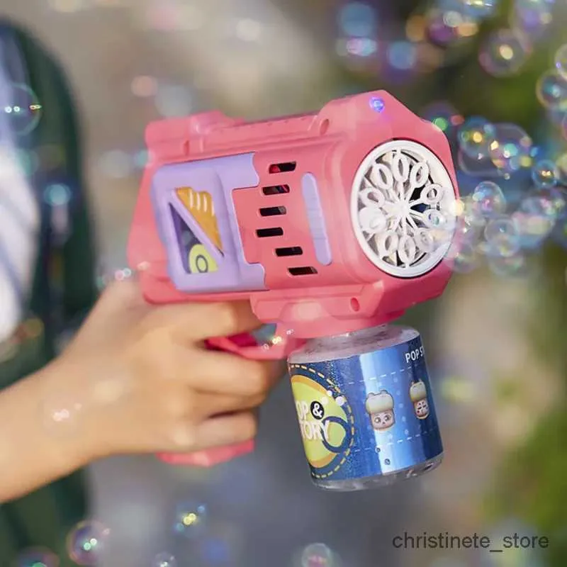 Zandspeelwaterplezier 10-gaats volautomatische elektrische lichtbubbelmachine voor kinderen met lichte automatische bubbelmachine voor kinderen buiten speelgoedcadeaus