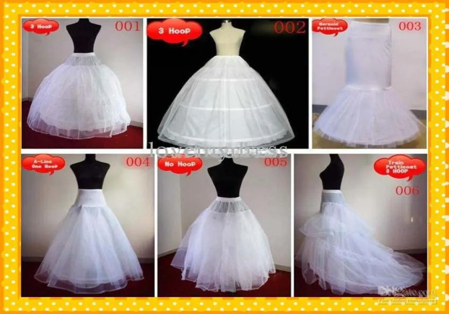 Lager 2022 Aline Ball Bowns Mermaid 1 Hoop Train Underskirt Petticoats Wedding Bridal billig petticoat för brudtillbehör6879727