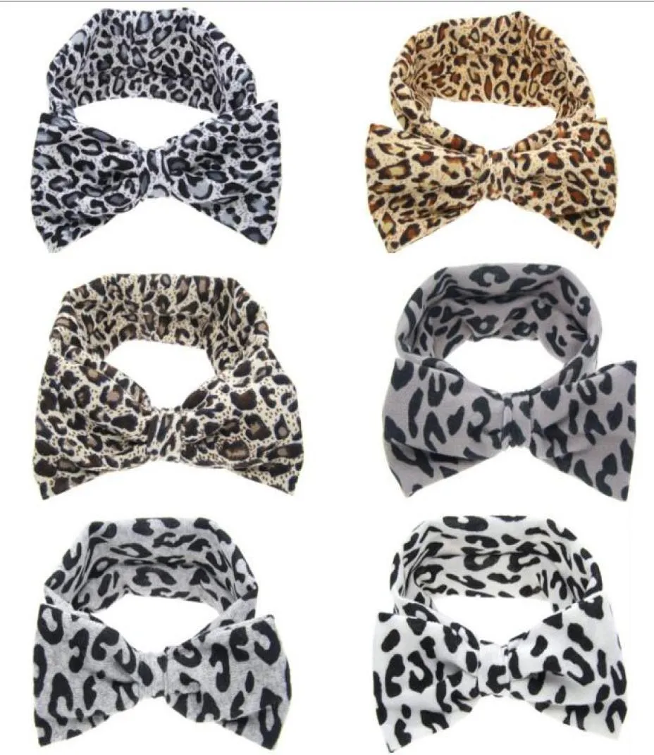 Baby Hapconds Girls Bowknot Leopard Bow Bow Cotton Cotton Hairband Turban Rabbit ear Head Wrap Fashion Hair Band Accessorie1097817