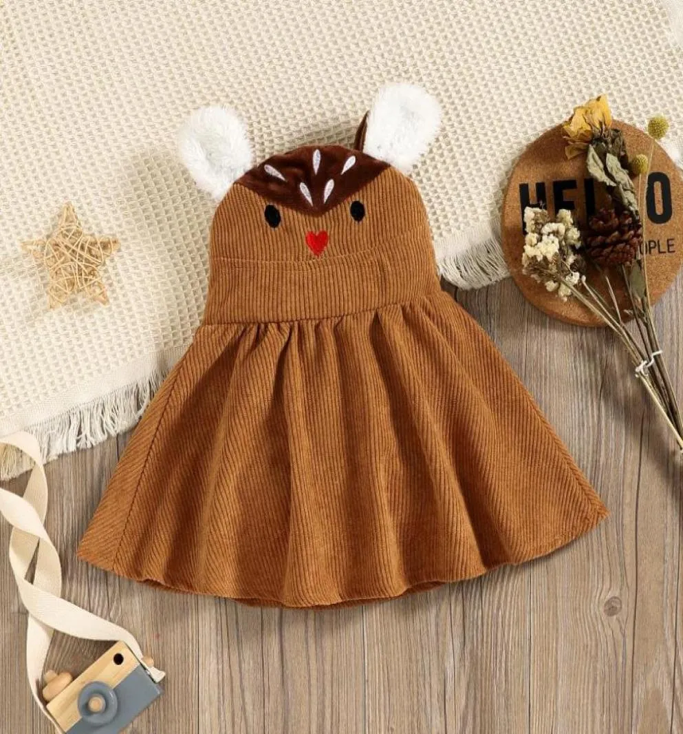 GIRL039S klänningar Citgeeautumn Christmas Toddler Baby Girls Strap Dress Cartoon Animal Print ärmlös Corduroy Princess Xmas C1079278