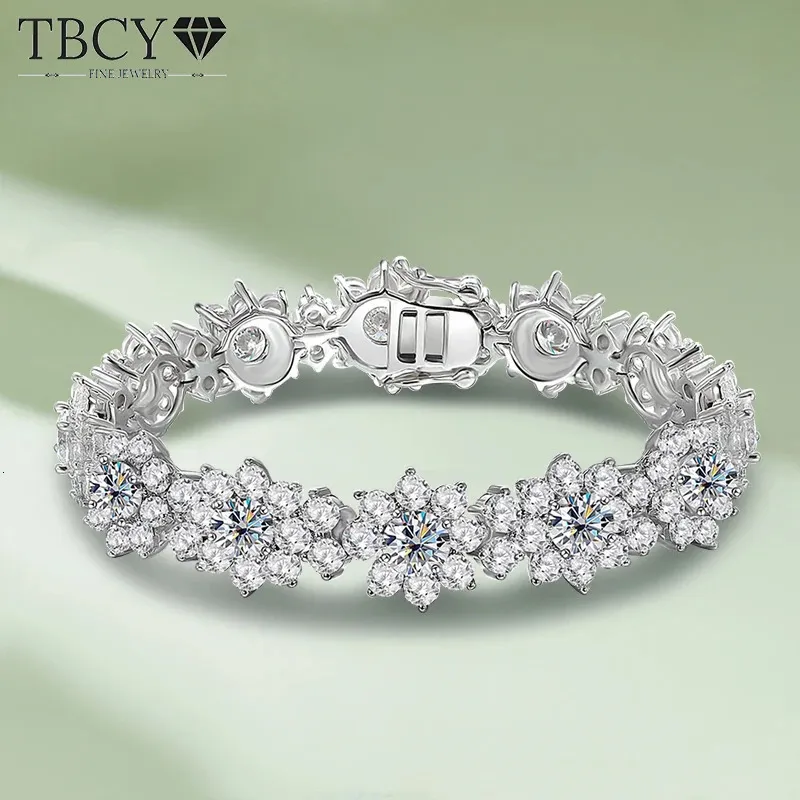 TBCYD D Color VVS1 Pulseira para mulheres 925 prata esterlina diamante girassol pulseira casamento nupcial luxo mão jóias 240305