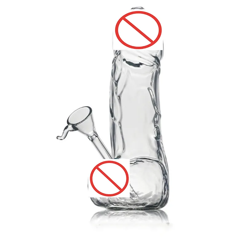 20cm Le tuyau d'eau du pénis masculin Bong en verre de haute qualité avec dégagement de tige vers le bas pour fumer des tuyaux Dab Rig