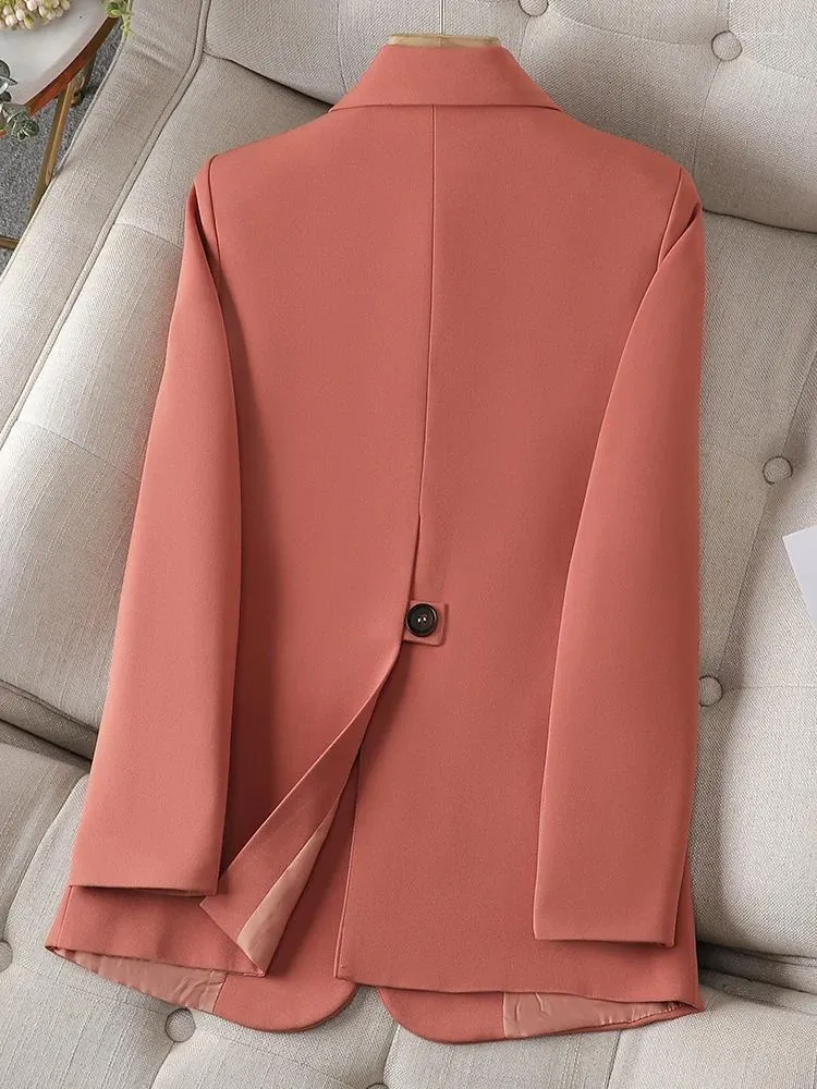 Trajes de mujer rojo caqui negro Oficina señoras sólido Formal Blazer mujer trabajo de negocios chaqueta abrigo