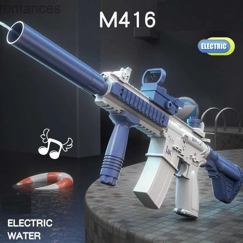 Toys Gun Pistolet à eau électrique jouet haute pression entièrement automatique unisexe M416 fusil pistolets à eau pour adultes garçons filles jeux d'été plage piscine jouets 240307