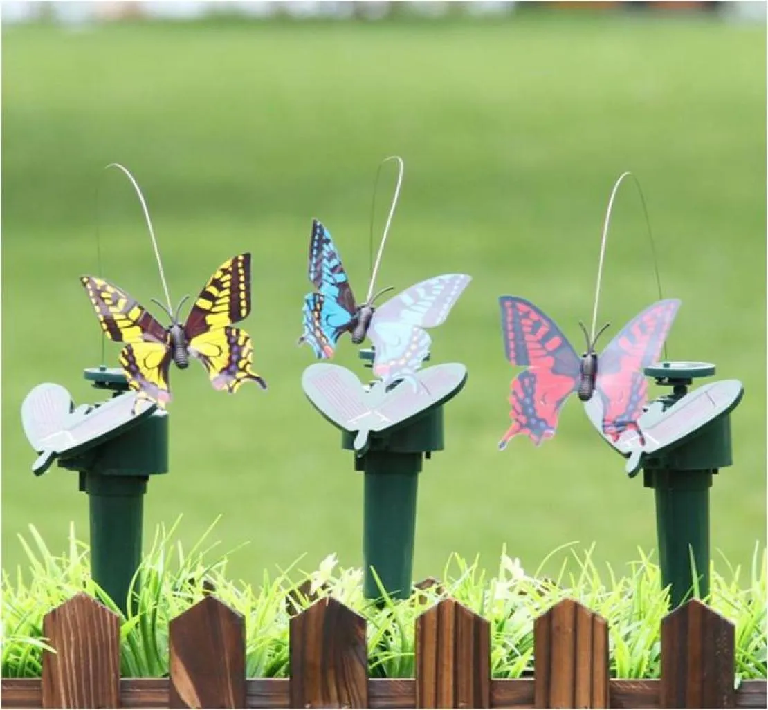 Plastic Solar Powered Flying Butterfly Bird Garden Decorations Stake Ornament Decor Butterflies Hummingbird Yard Decoration Funny Toys WLL6689398898