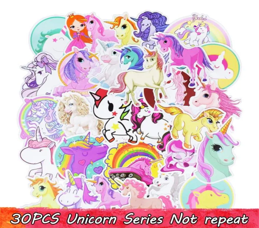 30 PZ Carino Unicorno Adesivi Personalizzati Poster Adesivi Murali per Camere Casa Laptop Skateboard Bagagli Auto Bambini FAI DA TE Cartoon Styling Stic7043664