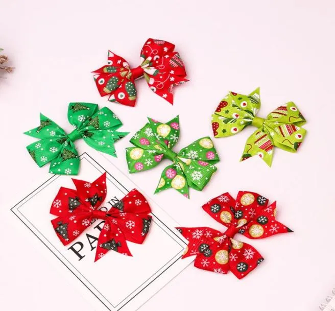 3 Inch Girls Hair Clips Christmas Tree Bow Sequins Snowflake Barrettes Hairbow Hairpin Hair Head Accessories9470428