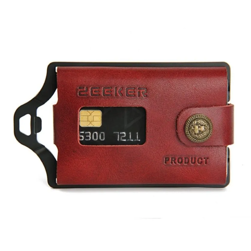 Slim plånbok Nytt kreditkort Plånbok Men Leather Metal Minimalist EDC Travel Front Pocket Plånbok för anteckningar och kort av Zeeker2250