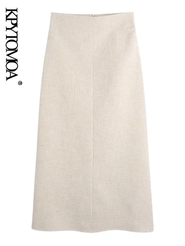 スカートkpytomoa女性ファッション集められたツイード端端裾ミディスカートヴィンテージハイウエストジッパーメススカートミュージャー
