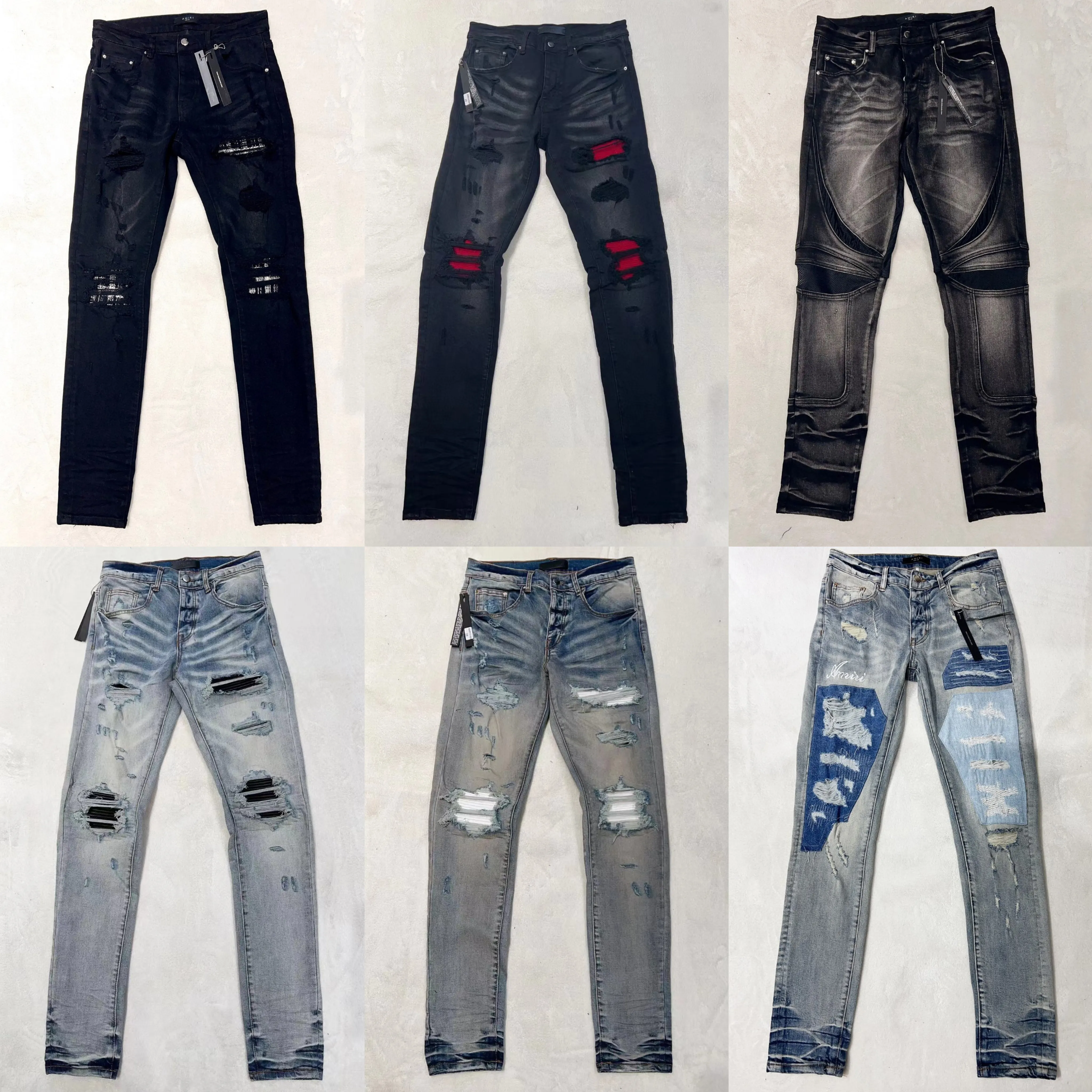 Jeans Mens Jeans Designer Jeans Mens Pant Mens Slim Fit Bordado Elástico Moda Jean Estilo Cat Whisker Branqueamento Masculino Buraco Quebrado Jeans Mesmo Estilo de Alta Qualidade