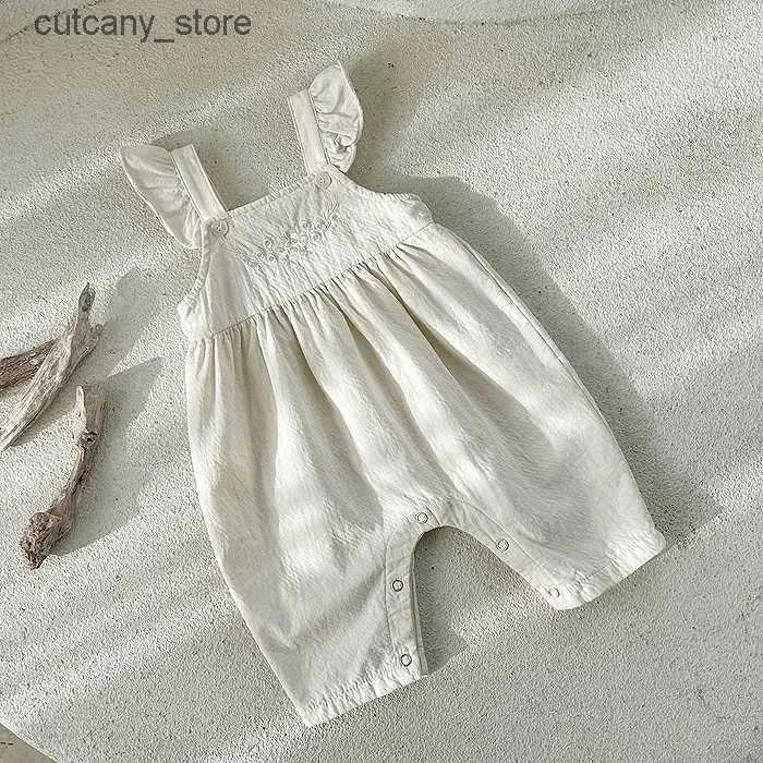 Комбинезоны весна осень для маленьких девочек модные комбинезоны с вышивкой детские хлопковые комбинезоны на день рождения L240307