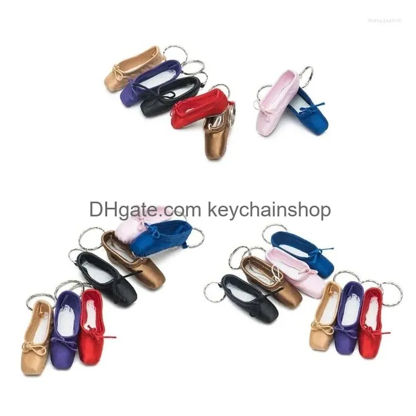 Keychains & Lanyards Keychains Handcrafted Ballet Shoe Keychain Silk Mini Pointe Keyrings Elegant Key Accessory For Dances Enthusiast Dhpa0