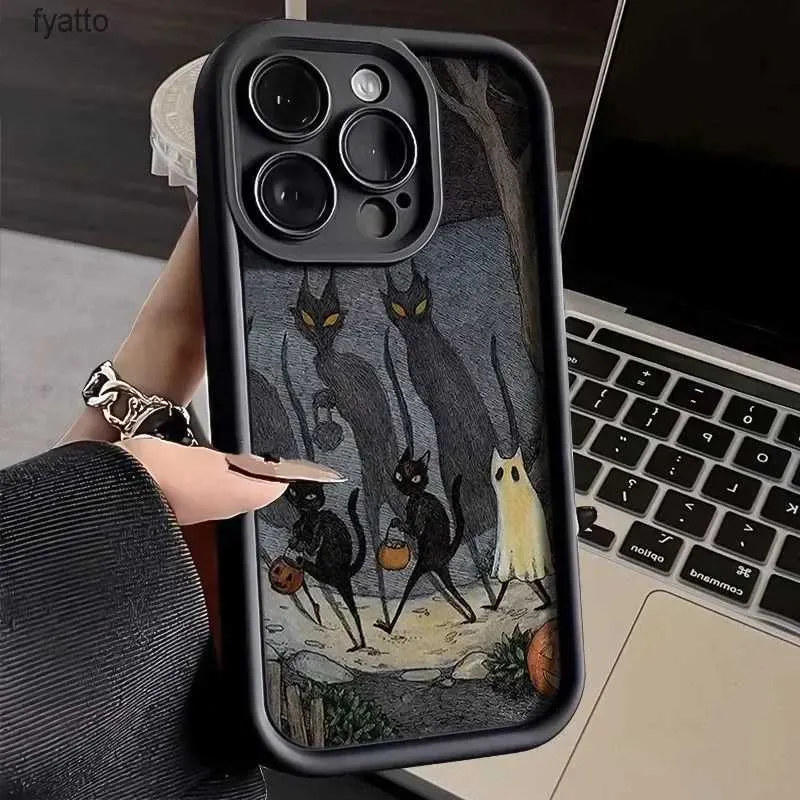 Cell Phone Pouches Dark Funny Monster Cat Fox Creative Phone Case Pro Max Max Shockproof Back CoverH240307