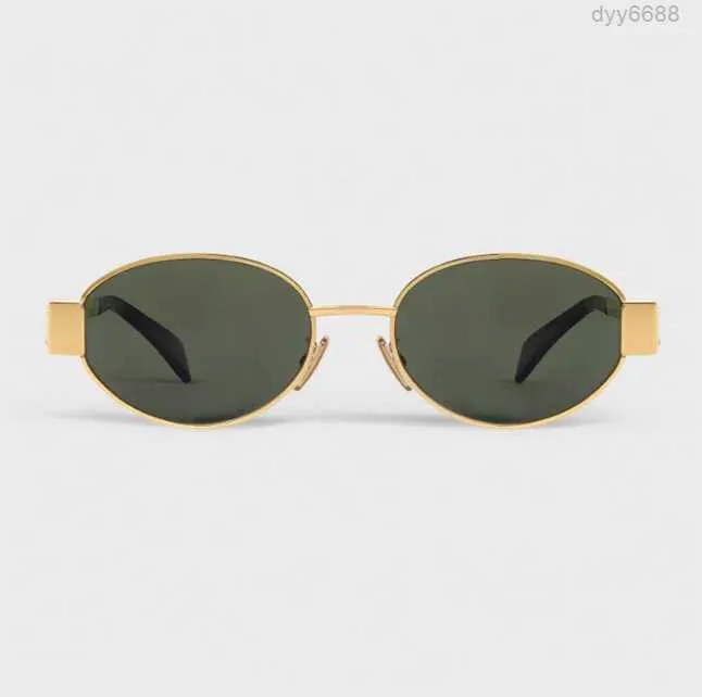 Fashion Designer Sunglasses De Oval Triomphe Arc Women Cl40235 Womens Gold Wire Frame Green Lens Metal Mirror Leg Triplet Signature s 46vi