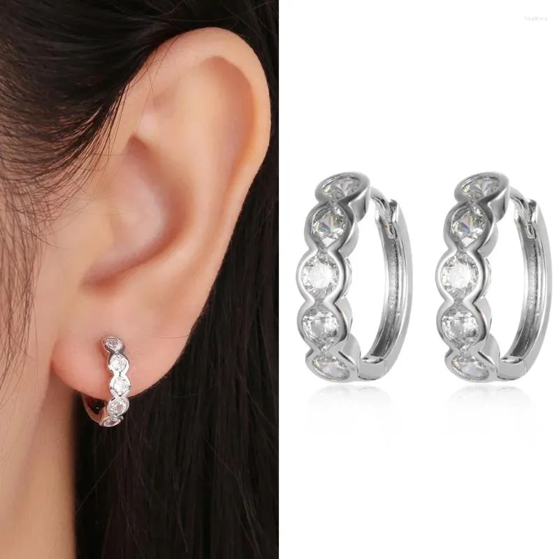 Pendientes de aro redondos brillantes para mujer, joyería de moda con revestimiento de platino y cobre, circón, hueso del oído, regalos de fiesta de estilo Punk