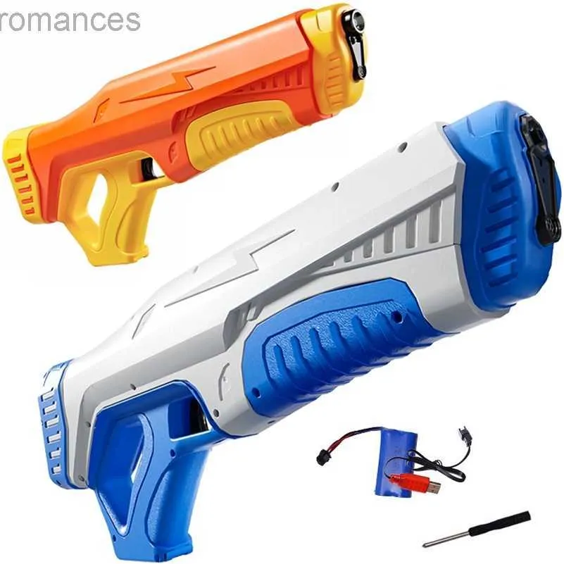 Gun Toys Gun Toys Electric Water Gun Toys Summer Outdoor Beach Pool Toy Stora kapacitet Långdistansfyrning Högteknologisk vattenpistol för vuxna barn 240307