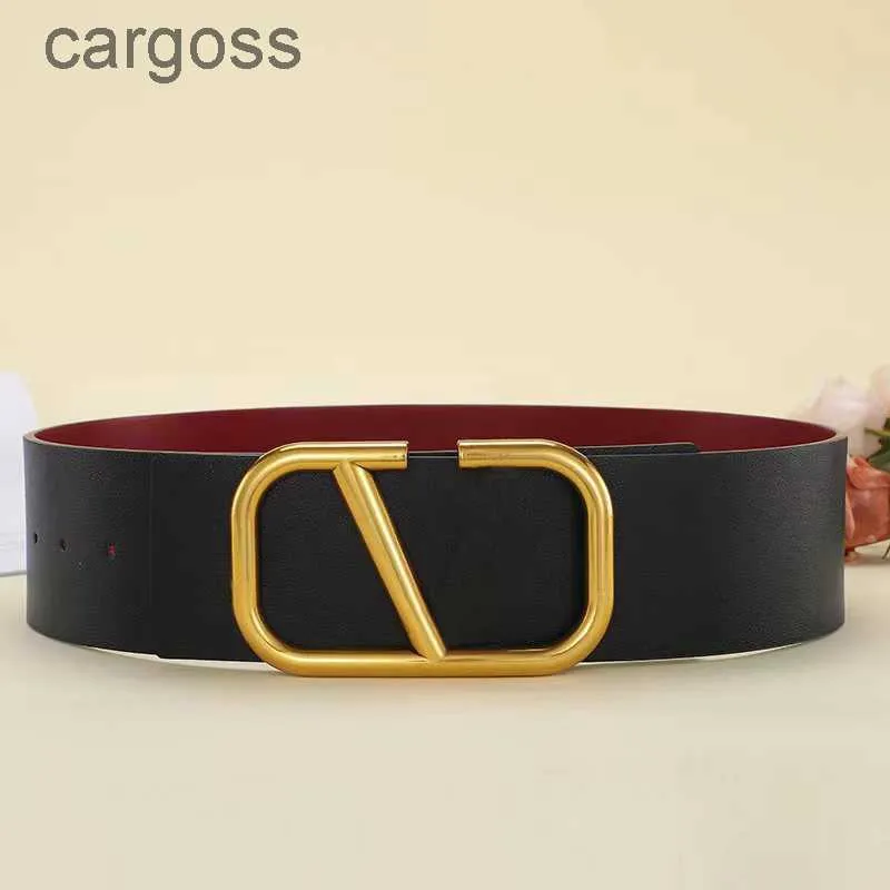 Ceinture femme noir rouge concepteur réversible grande boucle en v véritable peau de vache Berserk Cintura Lusso Uomo femme mode lettre ceintures 3CZV