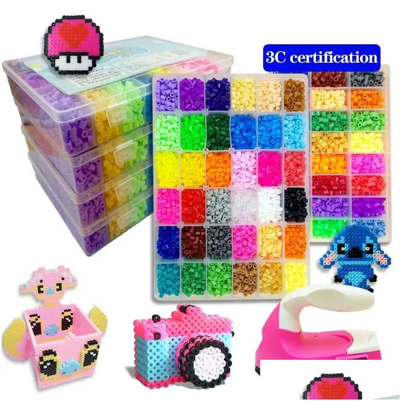 Blocchi 24/48/72 Colori Box Set Hama Perline Giocattolo 2.6/5Mm Perler Educativi Per Bambini Puzzle 3D Fai Da Te Giocattoli Fusibile Pegboard Lenzuola Stiratura Pa Dro Dhawd