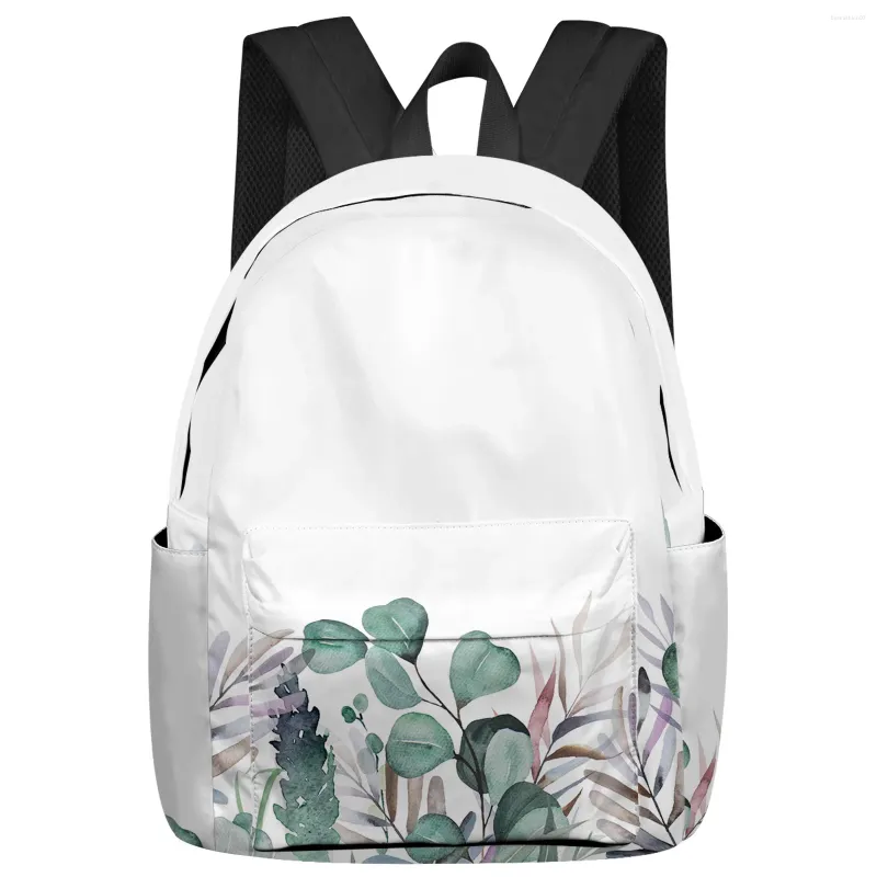 Sac à dos Style pastoral fleurs et arbres d'eucalyptus étudiants sacs d'école ordinateur portable personnalisé pour hommes femmes femme voyage Mochila