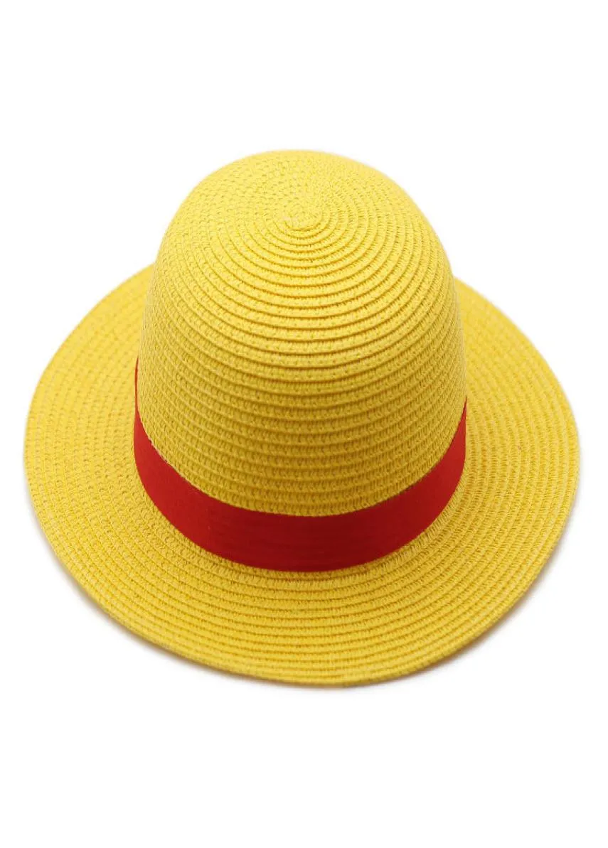 Chapeau de paille pour parents et enfants, accessoires de Cosplay d'animation, casquette de soleil d'été jaune pour filles et garçons 9273824
