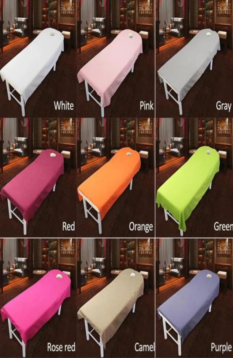 Sábanas de salón cosmético, tratamiento de masaje SPA, sábanas para mesa de cama con orificio, 9 colores a elegir 2907561