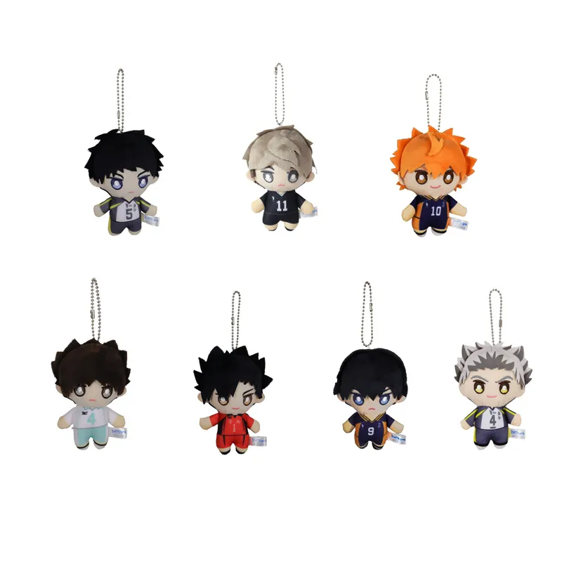 Hot selling 10cm anime cartoon volleyball young cute little doll backpack accessories plush doll pendant gifts