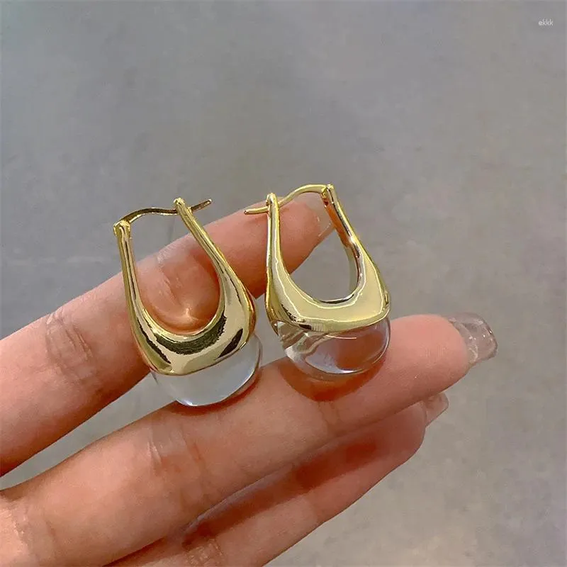 Boucles d'oreilles XIALUOKE géométrique en métal, boucle en U pour femmes, Style européen et américain, bijoux de fête en résine